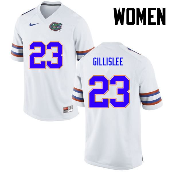 Women's NCAA Florida Gators Mike Gillislee #23 Stitched Authentic Nike White College Football Jersey VEF3765BR